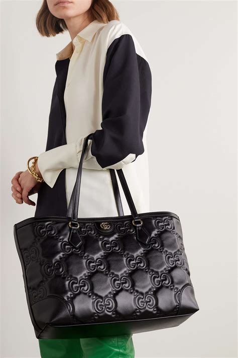 Medium GG tote bag in black GG leather 